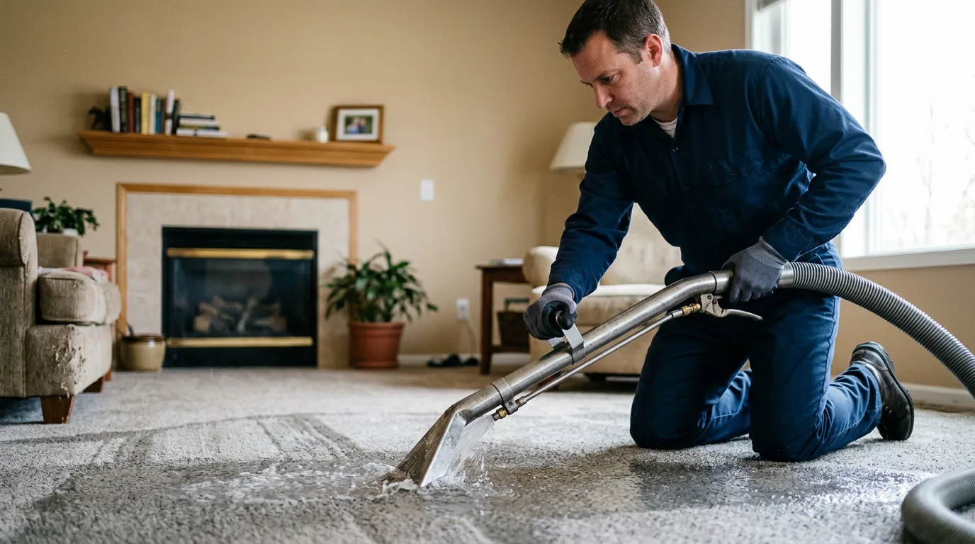 Water damage restoration technician working near Jericho, NY